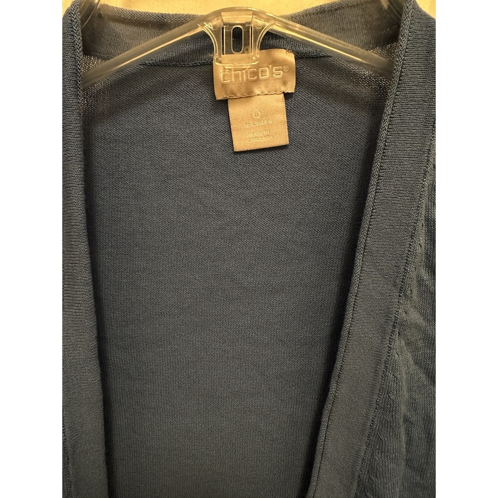 Chico's size 0 (small) Blue Cardigan long 3/4 sleeve top. - Picture 3 of 5